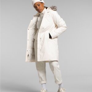 The North Face Arctic Parka Cream White Faux Fur Hood Women's Large